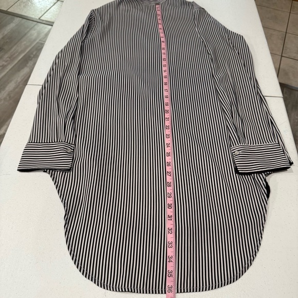Philosophy Striped Tunic Black and White Pinstripe Blouse High/Low Women’s Large - Picture 11 of 13